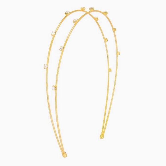 Ettika Clear Crystals Headband Cocktail Party Gold